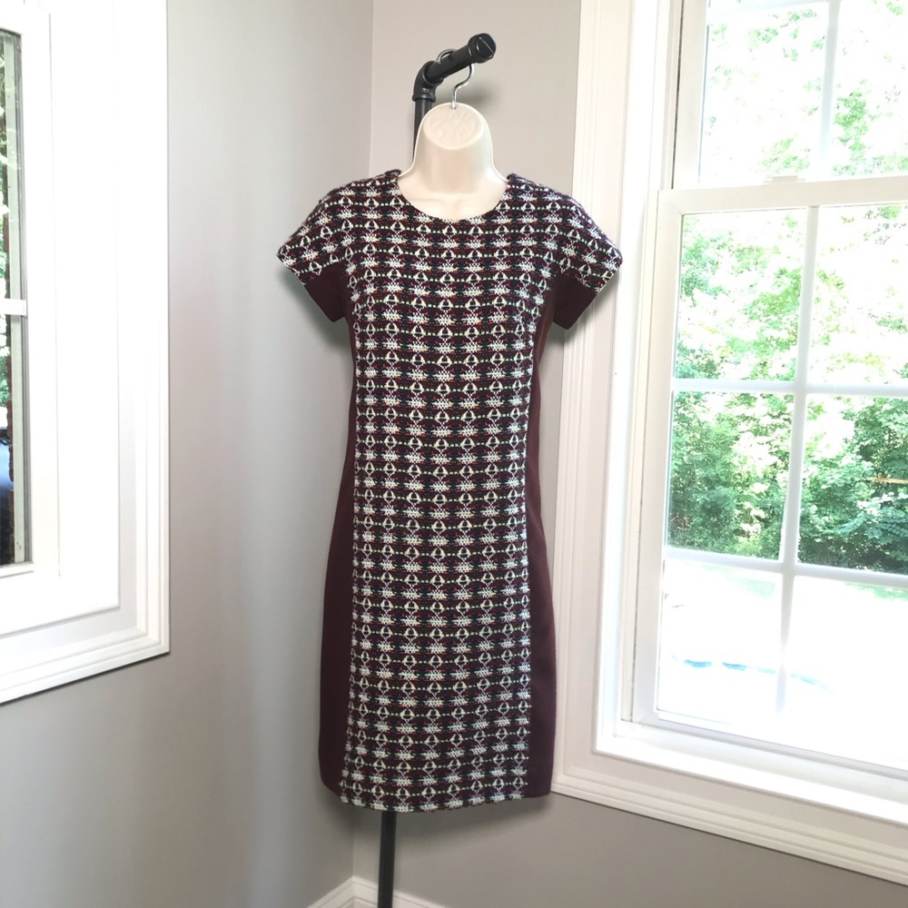 J Crew Collection Burgundy Tweed Wool Blend Sheath Dress ~ Women’s 2